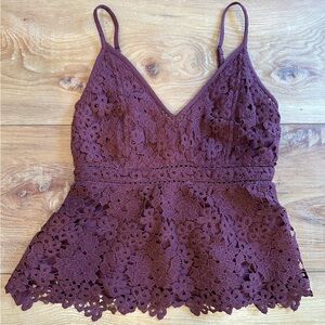 Abercrombie & Fitch Lace Camisole in Deep Burgundy